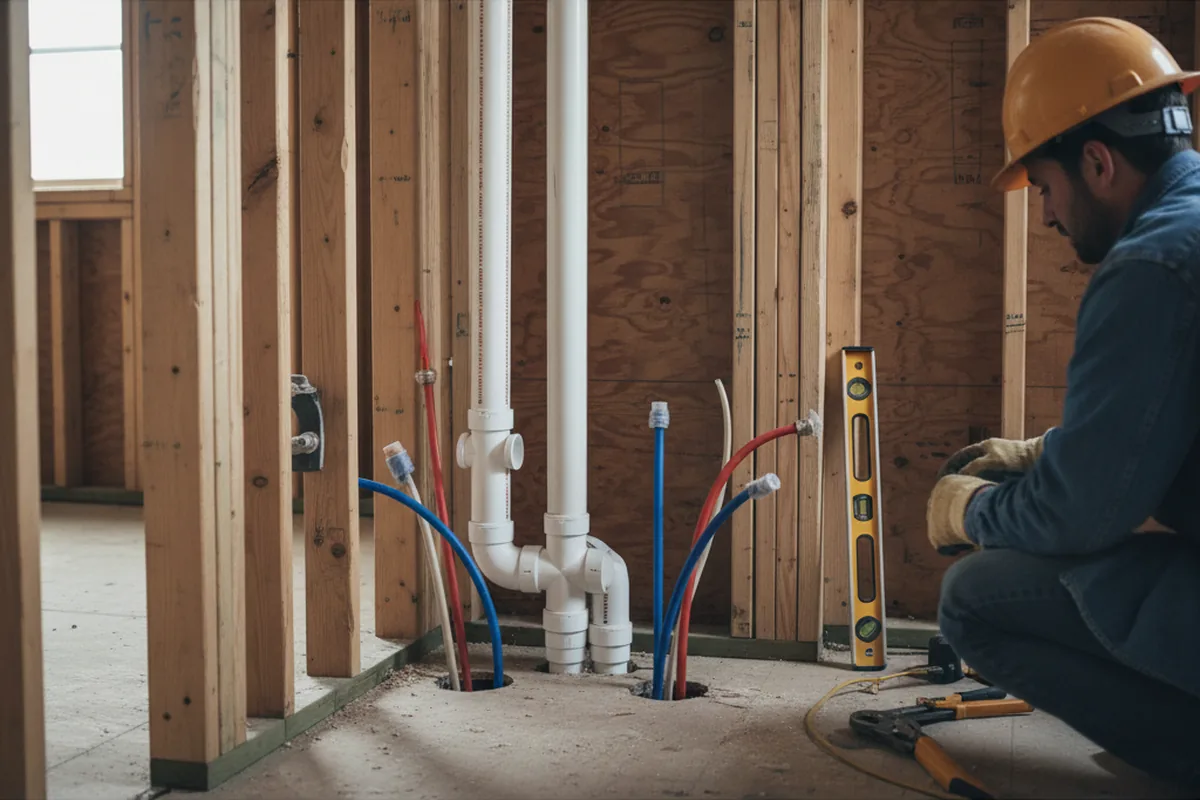 Drain and supply rough-in during Drain Cleaning in Haddonfield