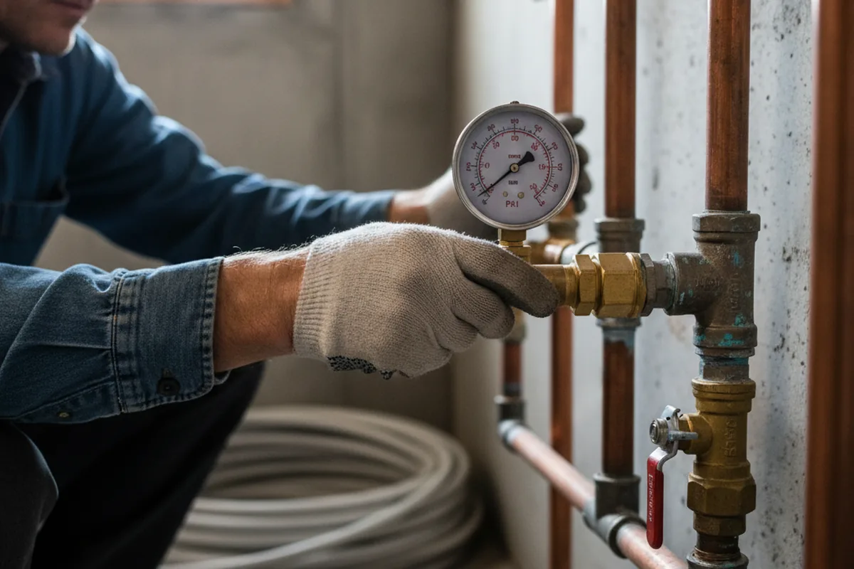 Pressure testing a repaired line during Water Line Repair in Haddonfield